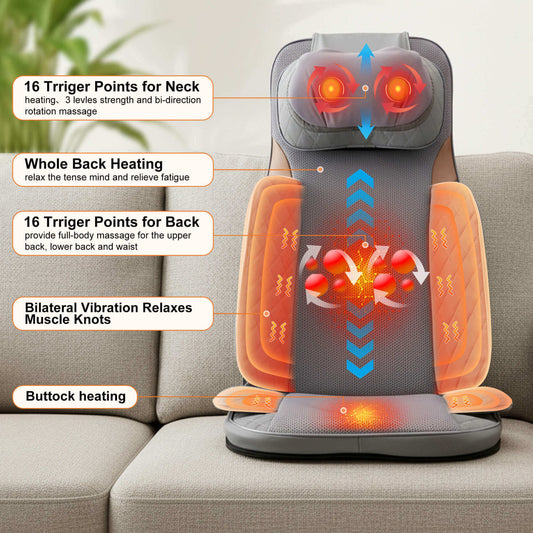 4D Shiatsu Back & Neck Massager | Full Body Chair Massage Mat with Heat & Adjustable Neck Relief