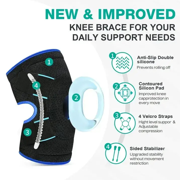 Adjustable Knee Brace for Pain Relief with Stabilizers, M