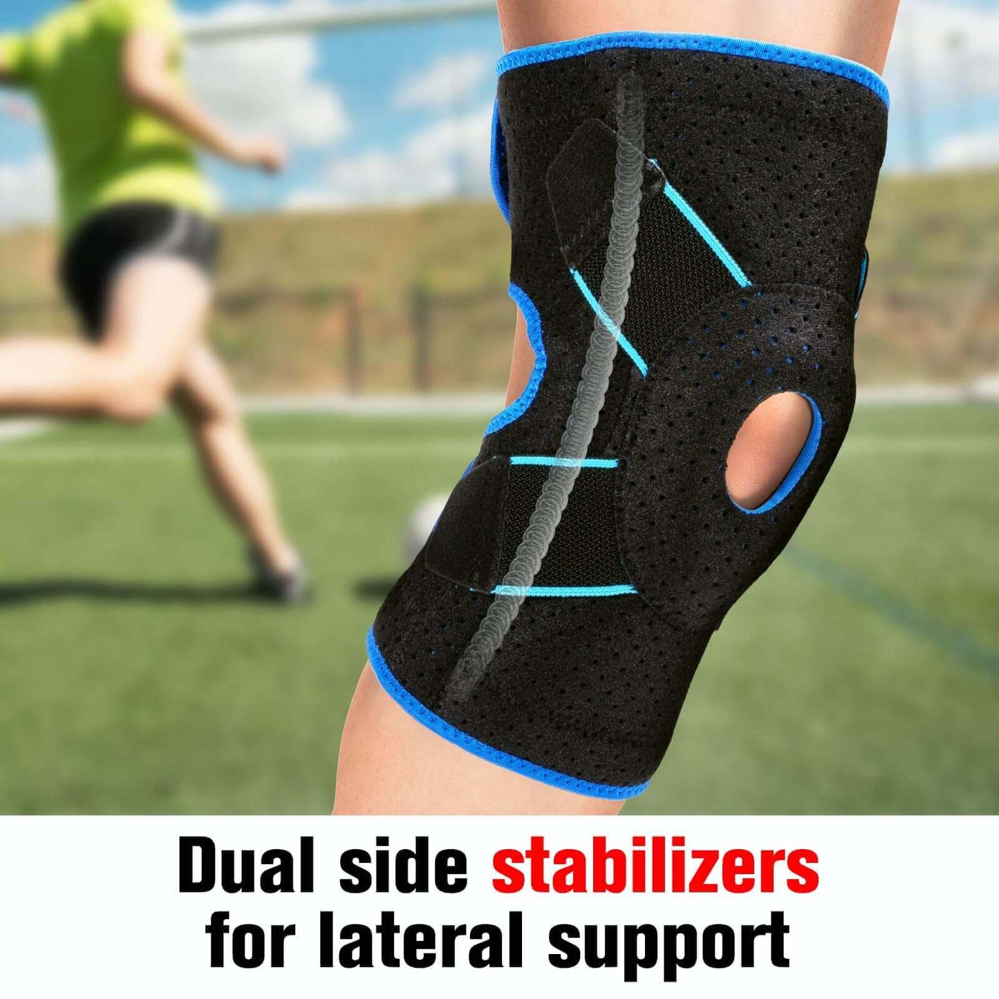 Adjustable Knee Brace with Side Stabilizers & Gel Pad, One Size