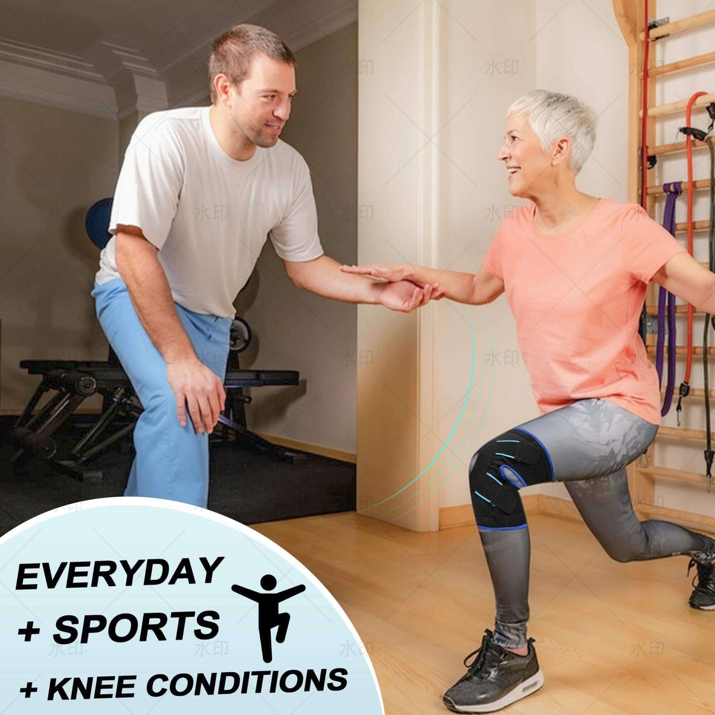 Adjustable Knee Brace with Side Stabilizers & Gel Pad, One Size
