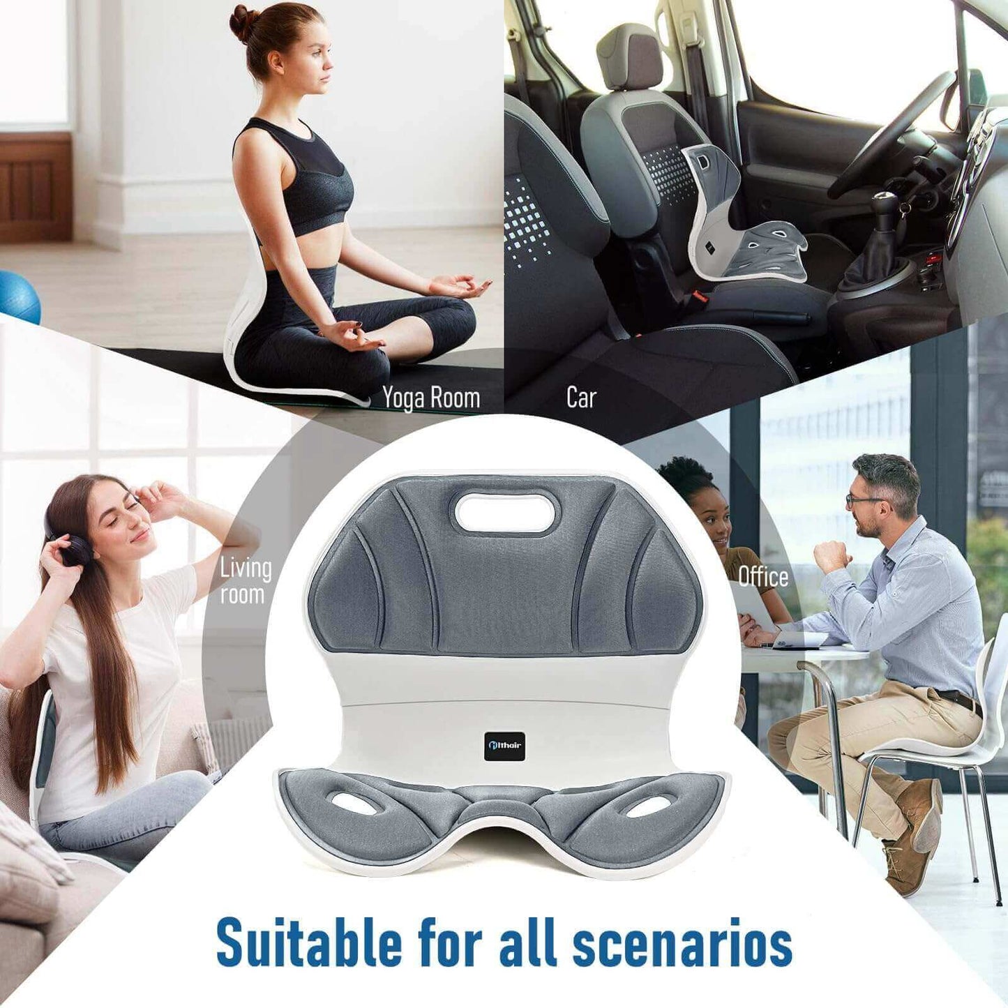 Ergonomic Back Support, Lightweight Lumbar Support for Posture (L)