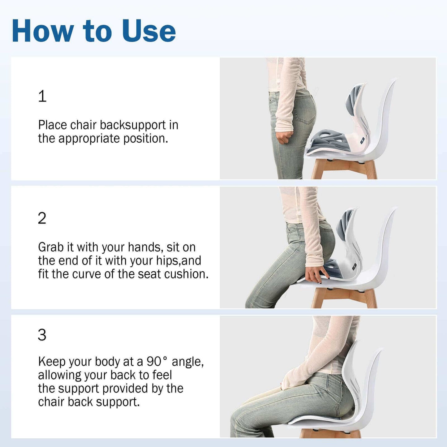 Ergonomic Back Support, Lightweight Lumbar Support for Posture (L)