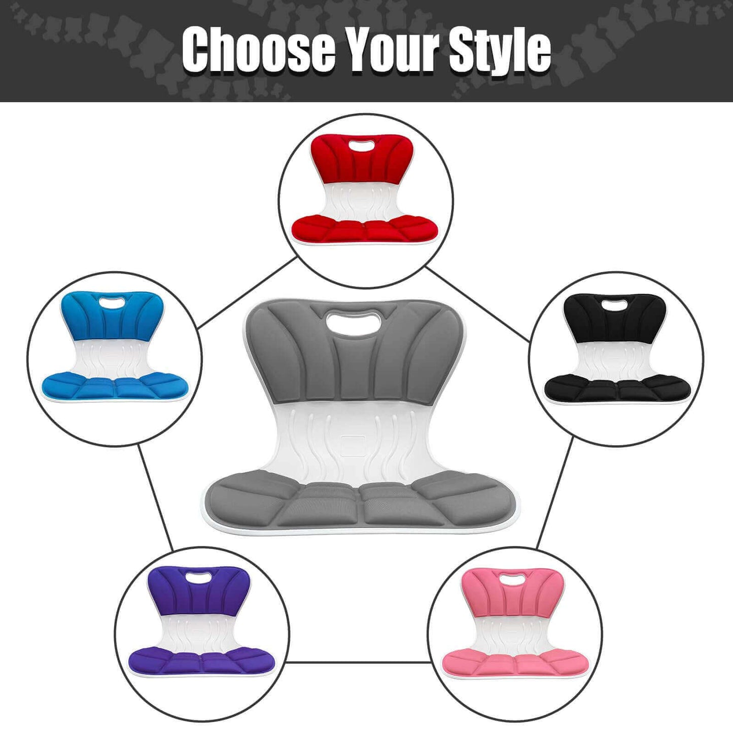 Ergonomic Lumbar Back Support, Extra Wide Seat for Posture Correction (X-Large)