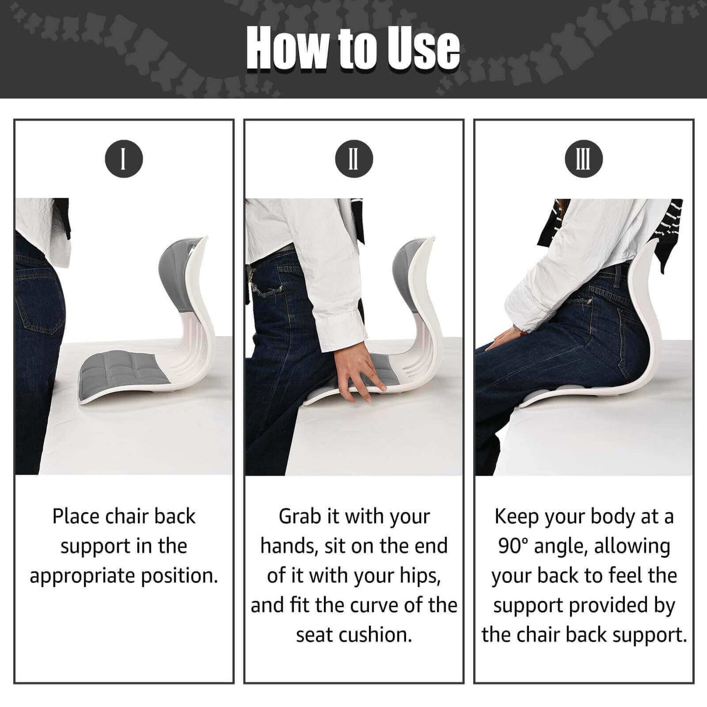 Ergonomic Lumbar Back Support, Extra Wide Seat for Posture Correction (X-Large)