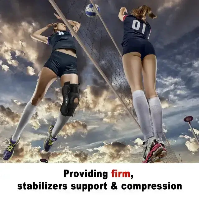 Hinged Knee Brace with Side Stabilizers, Adjustable Compression Sleeve for Pain Relief