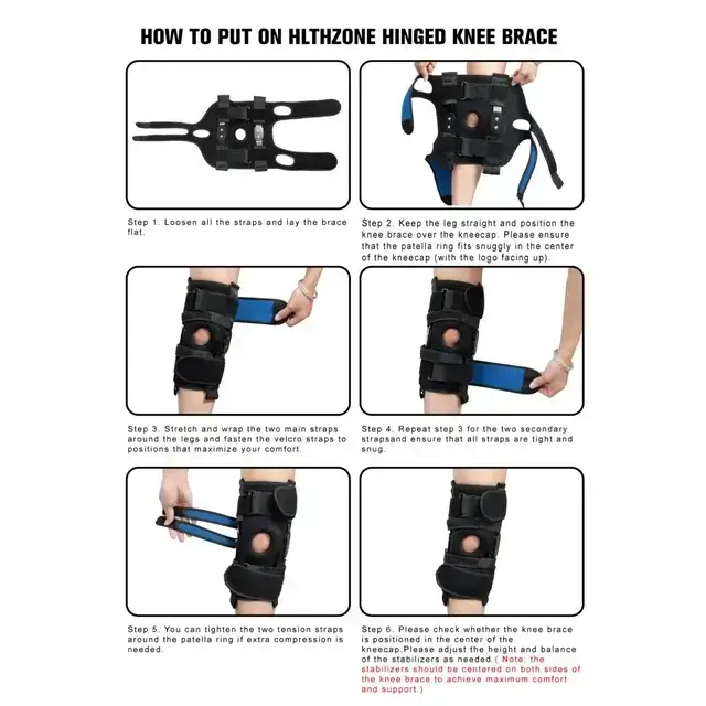 Hinged Knee Brace with Side Stabilizers, Adjustable Compression Sleeve for Pain Relief