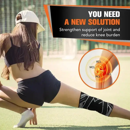 Knee Brace Sleeve with Side Stabilizers & Patella Gel Pad, Adjustable Compression, M