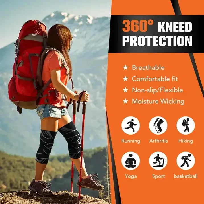 Knee Brace Sleeve with Side Stabilizers & Patella Gel Pad, Adjustable Compression, M