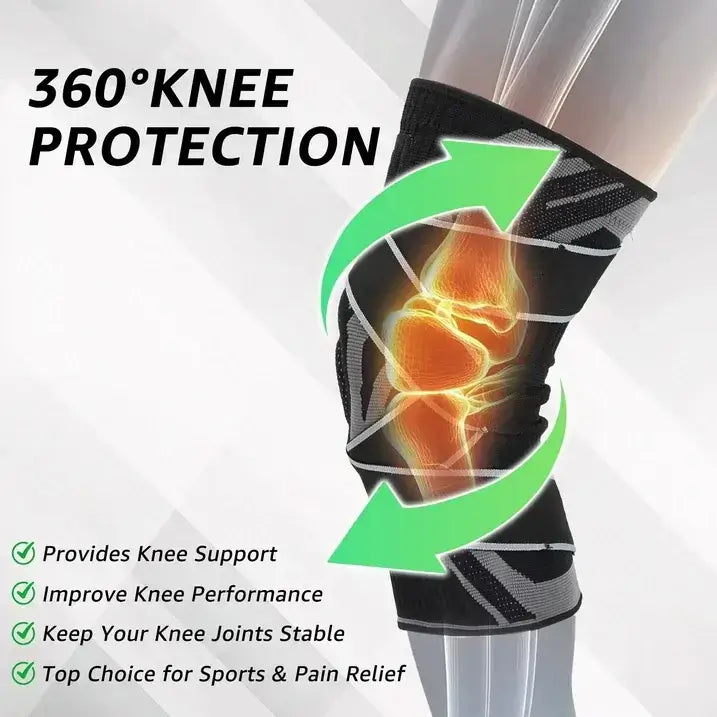 Knee Brace Sleeve with Side Stabilizers & Patella Gel Pad, Adjustable Compression, M