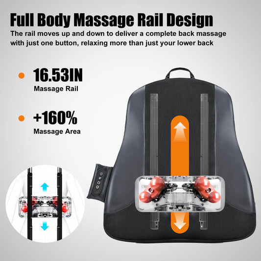 Ultrathin Back Massager for Pain Relief Deep Tissue with 4D Kneading, Heating & Red Light Therapy, Cordless Back Massager with Heat for Shoulders, Gift for Home Office Car Use for Men Women