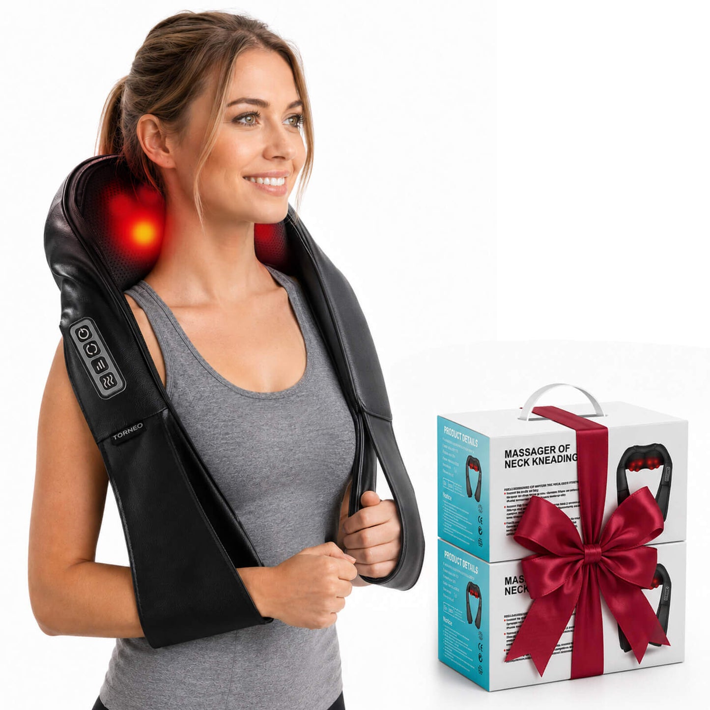 Hlthsky Shiatsu Neck Massager with Heating for Pain Relief Deep Tissue ,3D Kneading Back Shoulder Massage, Gifts for Men Women, Black