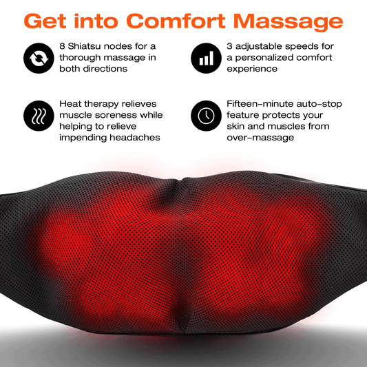 Hlthsky Shiatsu Neck Massager with Heating for Pain Relief Deep Tissue ,3D Kneading Back Shoulder Massage, Gifts for Men Women, Black