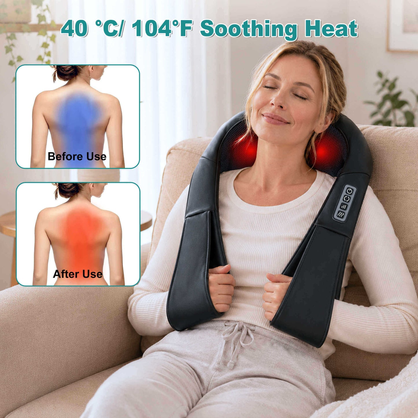 Hlthsky Shiatsu Neck Massager with Heating for Pain Relief Deep Tissue ,3D Kneading Back Shoulder Massage, Gifts for Men Women, Black
