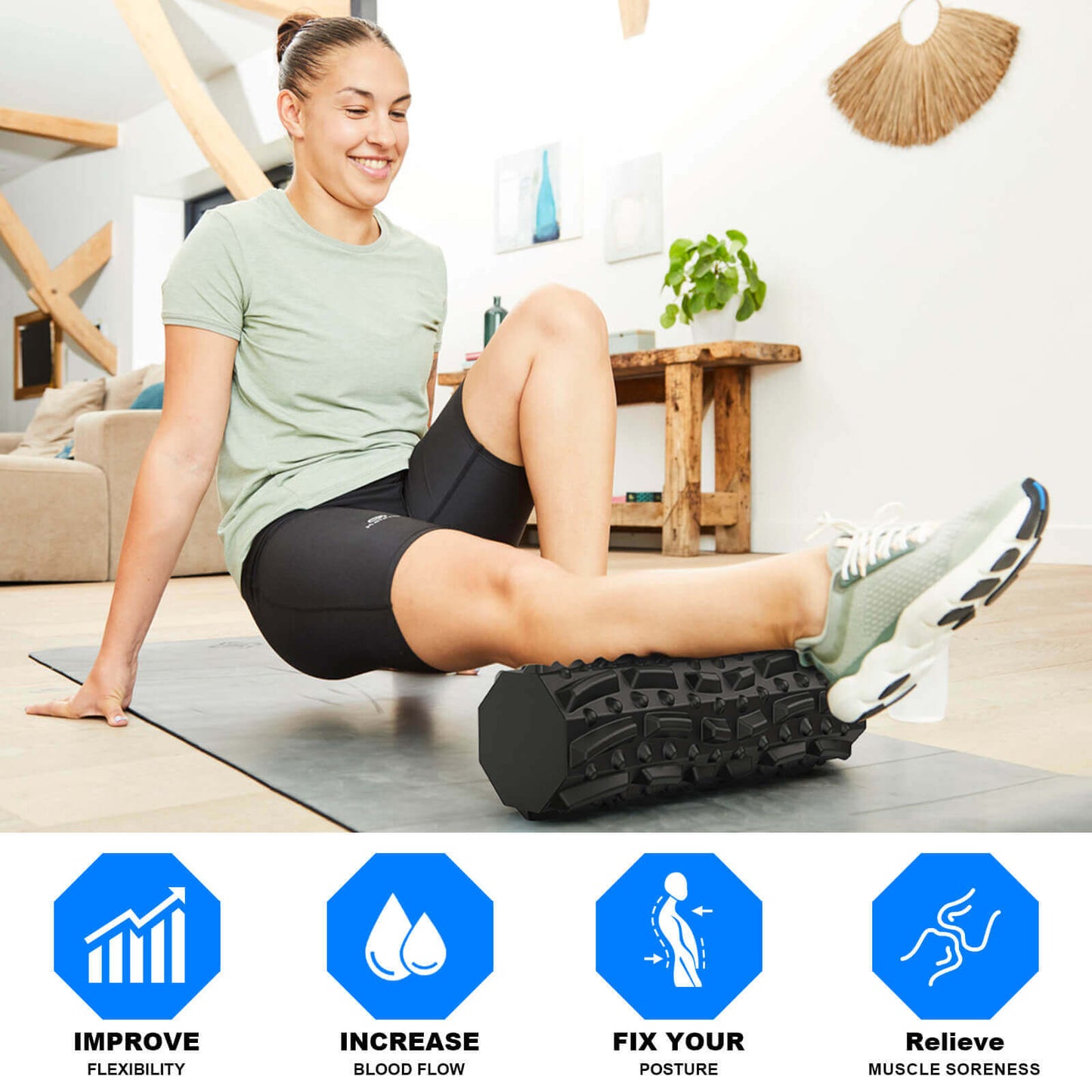 Hlthsky Foam Roller,18x6inches,Octagonal Trigger Point Deep Tissue Roller