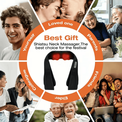 Hlthsky Shiatsu Neck Massager with Heating for Pain Relief Deep Tissue ,3D Kneading Back Shoulder Massage, Gifts for Men Women, Black