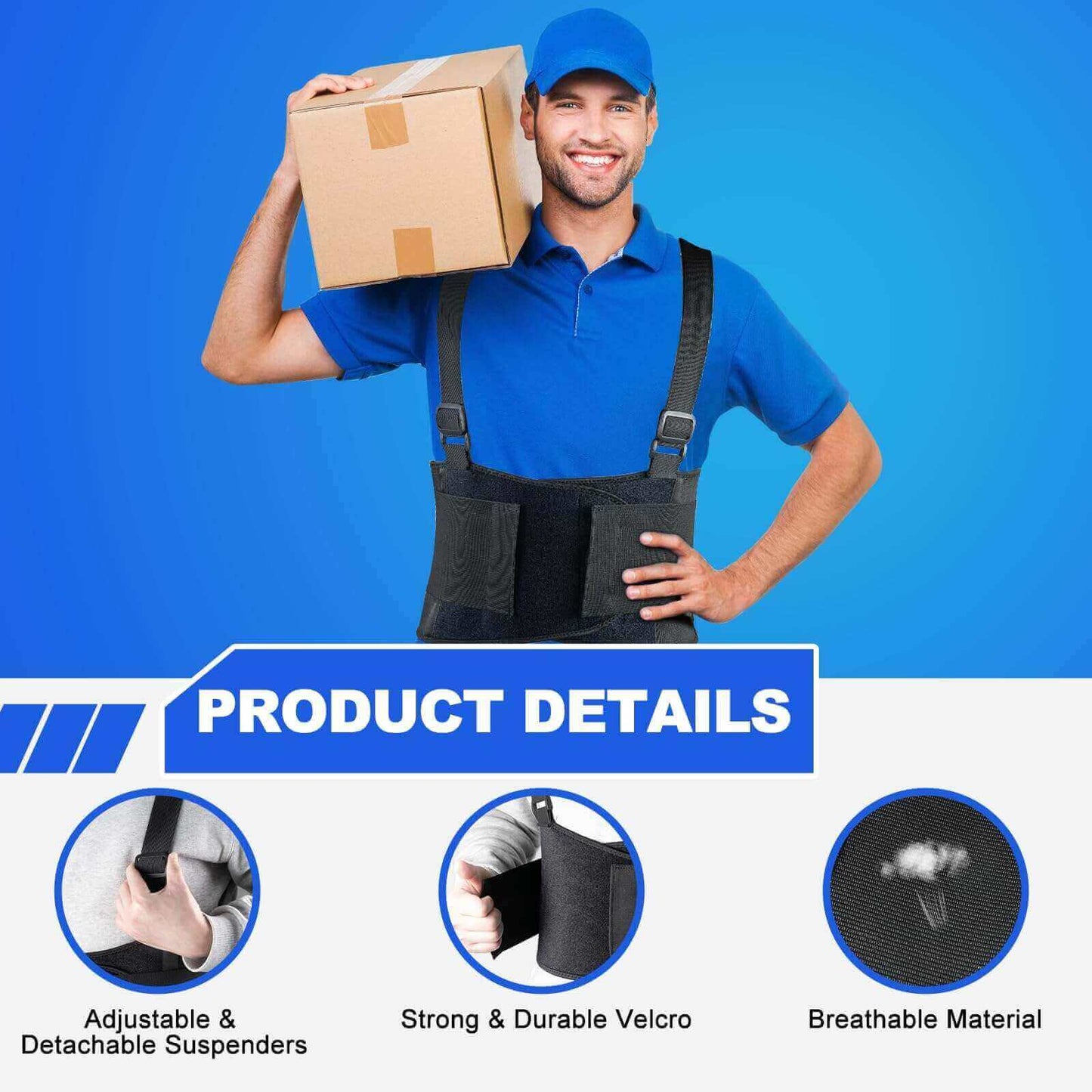 Adjustable Back Brace with Shoulder Straps – Support for Pain & Posture