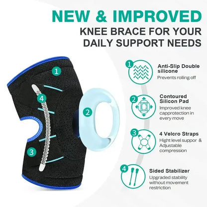 Adjustable Knee Brace for Pain Relief with Stabilizers, M