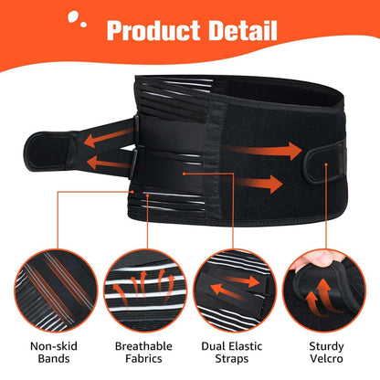 Breathable Back Brace with 4 Stays, Lower Back Pain Relief