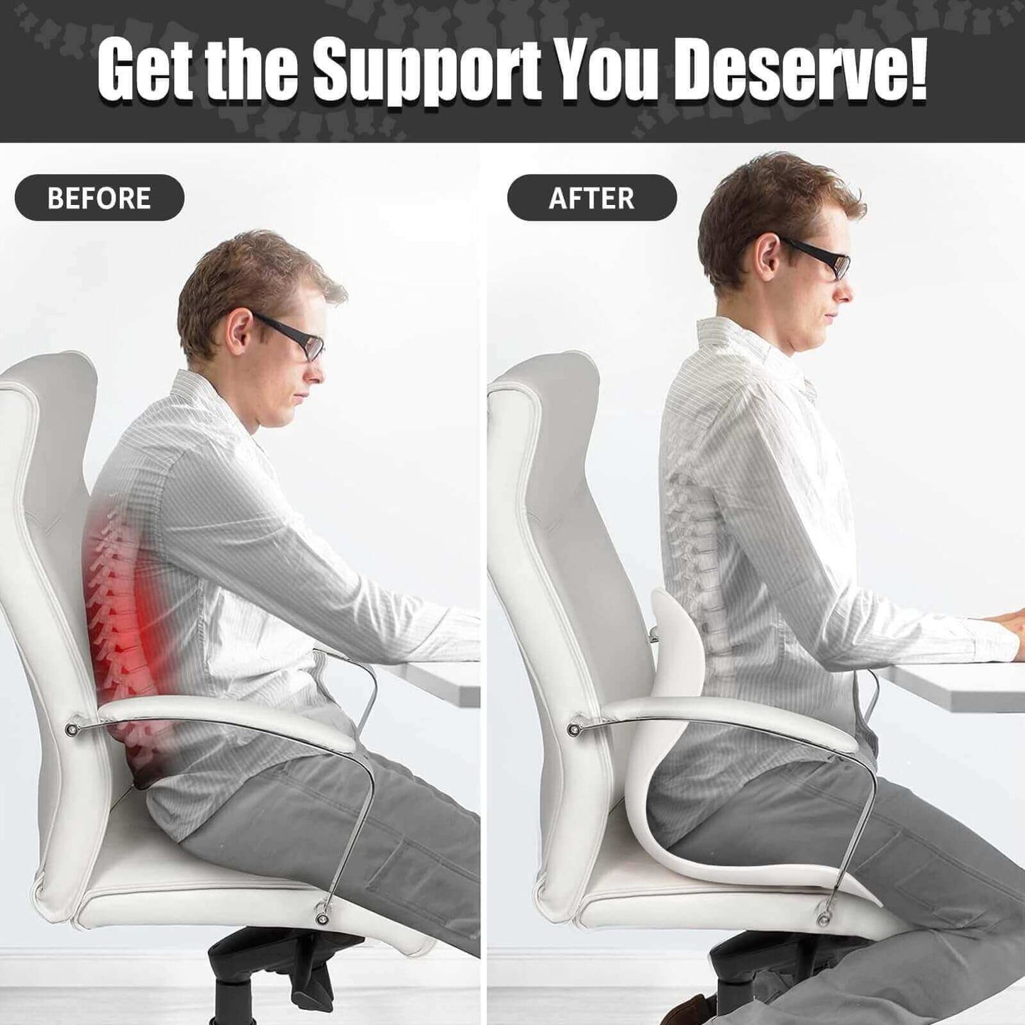 Ergonomic Back Support, Posture-Correcting Lumbar Support (Regular)