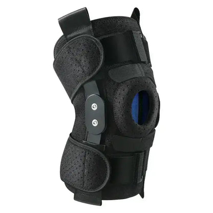 Hinged Knee Brace with Side Stabilizers, Adjustable Compression Sleeve for Pain Relief