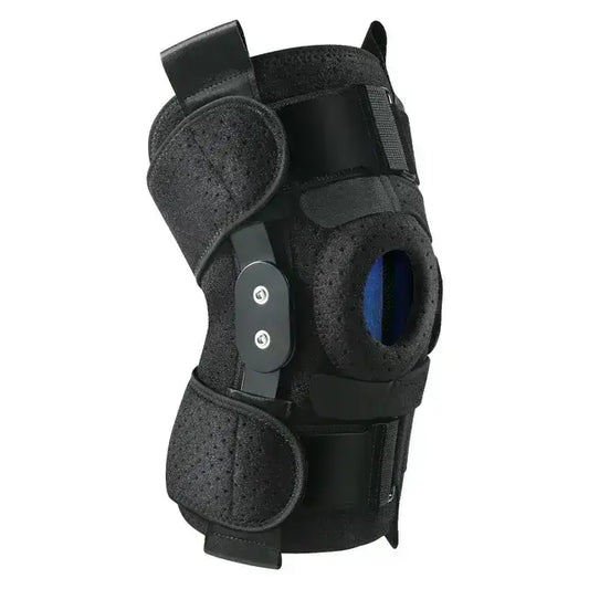 Hinged Knee Brace with Side Stabilizers, Adjustable Compression Sleeve for Pain Relief
