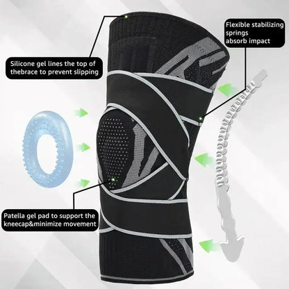 Knee Brace Sleeve with Side Stabilizers & Patella Gel Pad, Adjustable Compression, M