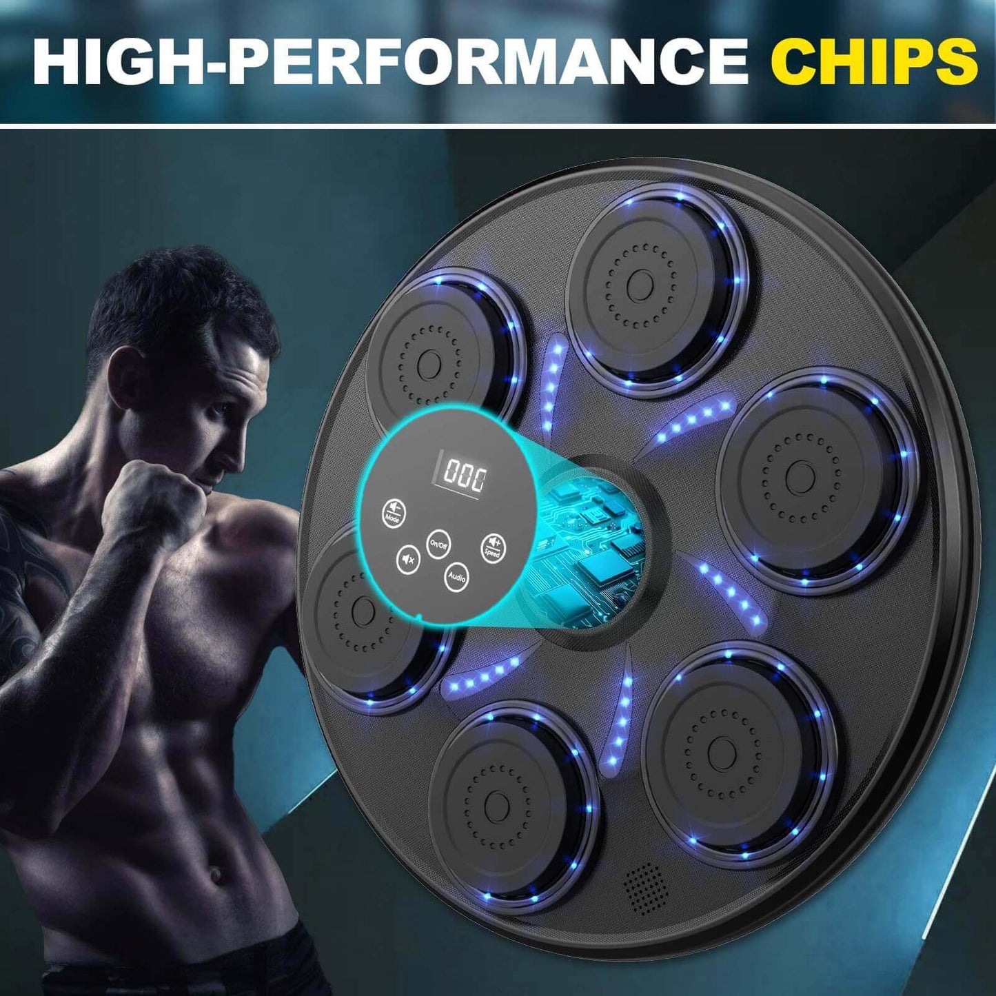 Music Boxing Machine with Gloves, Wall-Mounted Punch Target, 9 Speeds & Modes