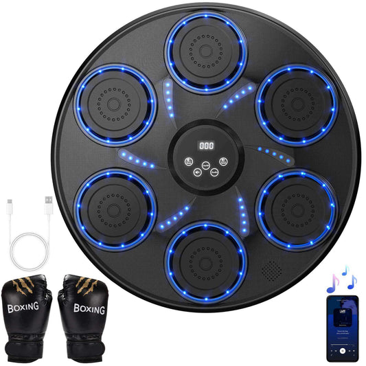 Music Boxing Machine with Gloves, Wall-Mounted Punch Target, 9 Speeds & Modes