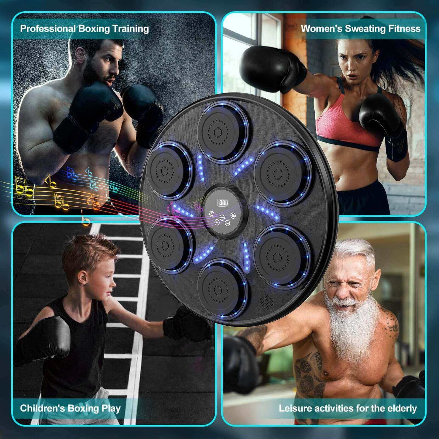 Music Boxing Machine with Gloves, Wall-Mounted Punch Target, 9 Speeds & Modes
