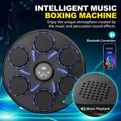 Music Boxing Machine with Gloves, Wall-Mounted Punch Target, 9 Speeds & Modes