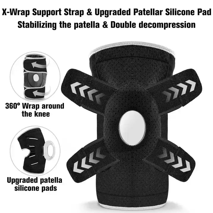 Open Knee Brace Plus Size – Adjustable Knee Support with Patella Stabilizers (18–23")