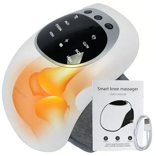 Portable Heated Knee Massager, 3-in-1 Vibration, Heat & Red Light for Pain Relief & Joint Support