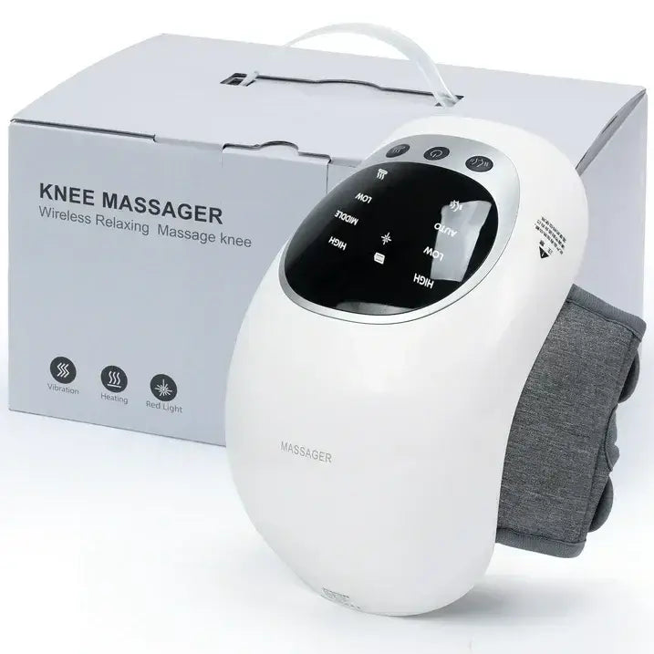 Portable Heated Knee Massager, 3-in-1 Vibration, Heat & Red Light for Pain Relief & Joint Support