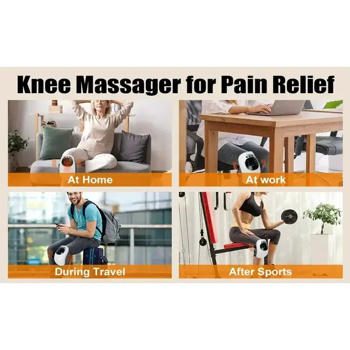 Portable Heated Knee Massager, 3-in-1 Vibration, Heat & Red Light for Pain Relief & Joint Support