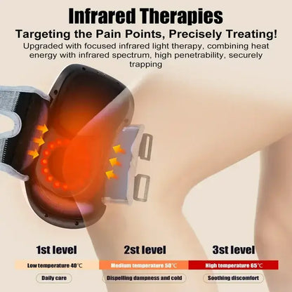 Portable Heated Knee Massager, 3-in-1 Vibration, Heat & Red Light for Pain Relief & Joint Support