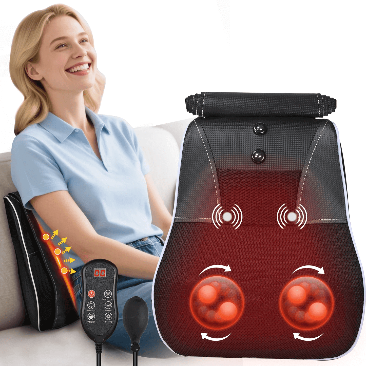 hlthsky Shiatsu Neck and Back Massager with Heat,Neck Massager for Pain Relief deep Tissue,3D Kneading Massage Pillow for Back,Shoulder,Leg,Gifts for Mom,Dad,Women