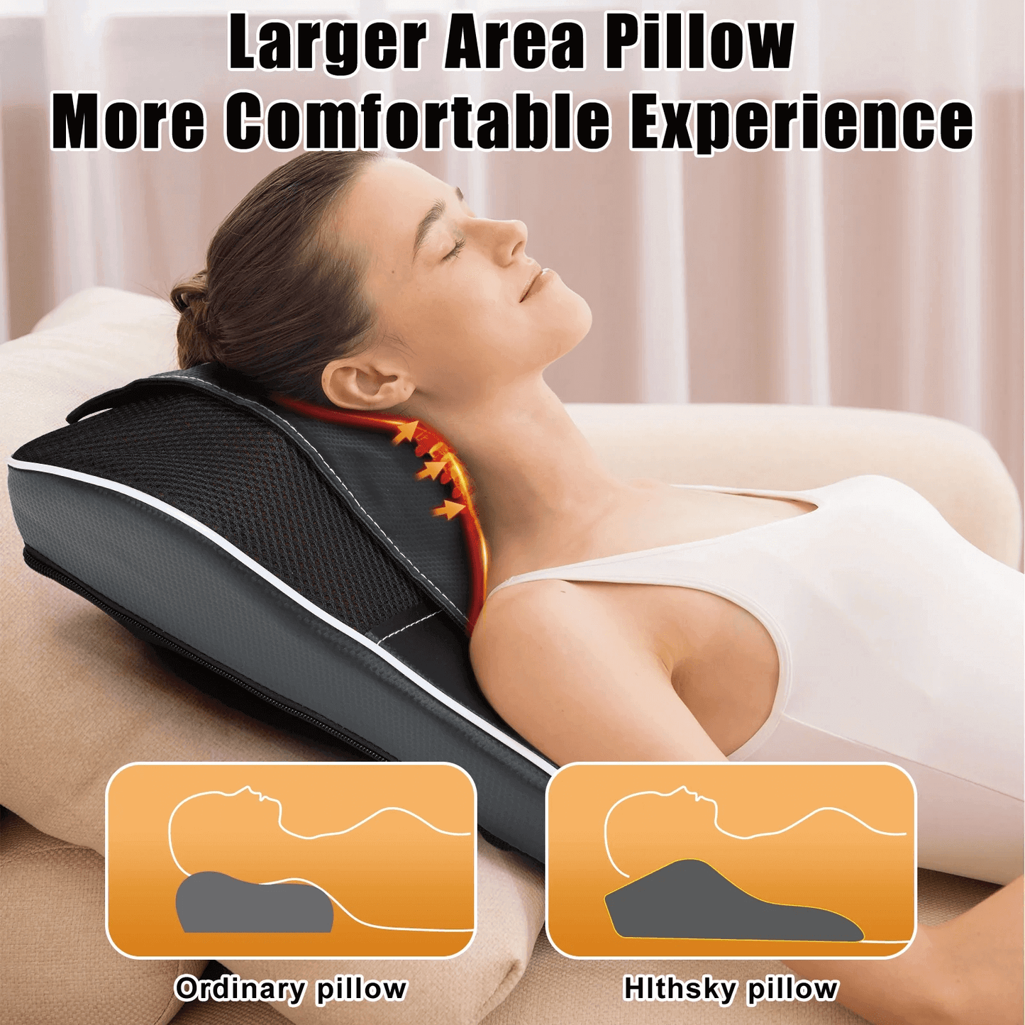 hlthsky Shiatsu Neck and Back Massager with Heat,Neck Massager for Pain Relief deep Tissue,3D Kneading Massage Pillow for Back,Shoulder,Leg,Gifts for Mom,Dad,Women