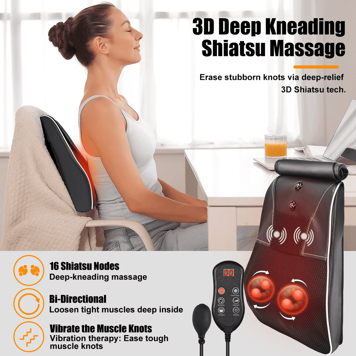 hlthsky Shiatsu Neck and Back Massager with Heat,Neck Massager for Pain Relief deep Tissue,3D Kneading Massage Pillow for Back,Shoulder,Leg,Gifts for Mom,Dad,Women