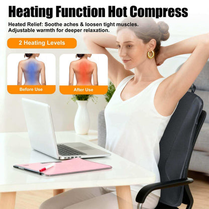 Ultrathin Back Massager for Pain Relief Deep Tissue with 4D Kneading, Heating & Red Light Therapy, Cordless Back Massager with Heat for Shoulders, Gift for Home Office Car Use for Men Women