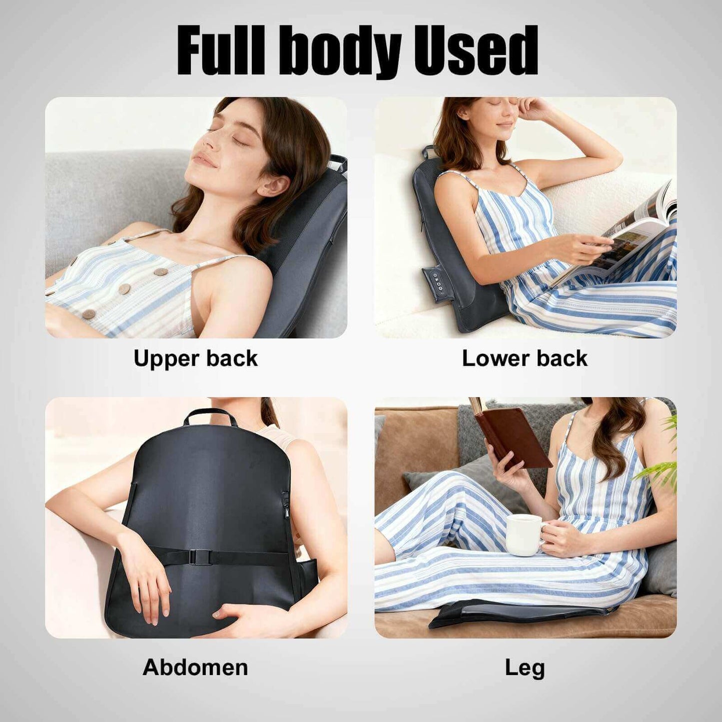 Ultrathin Back Massager for Pain Relief Deep Tissue with 4D Kneading, Heating & Red Light Therapy, Cordless Back Massager with Heat for Shoulders, Gift for Home Office Car Use for Men Women